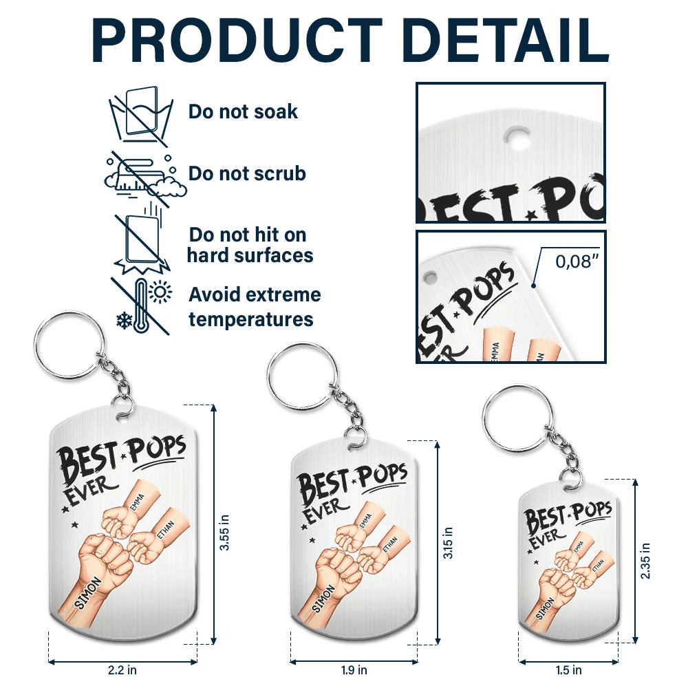 Daddy's Team Hand Punch - Personalized Aluminum Keychain - Image 5