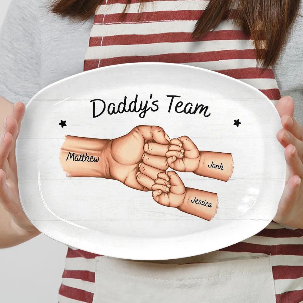 Daddy's Team Hand Punch - Personalized Plate - Image 4