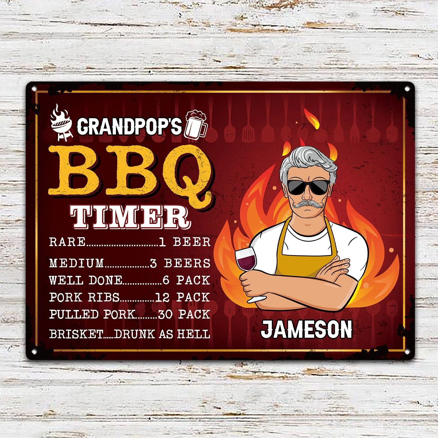 Dad's BBQ Timer - Gift For Father, Grandpa - Personalized Classic Metal Signs - Image 2