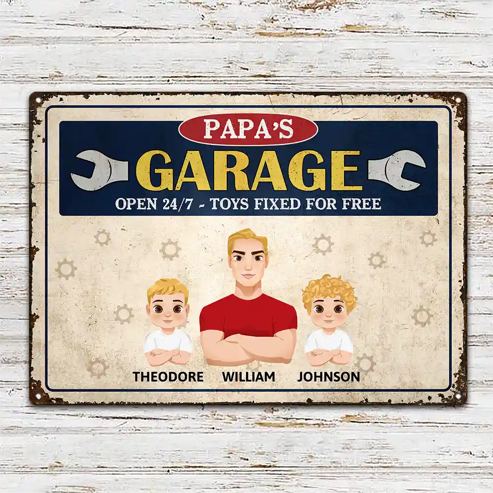Dad's Grandpa's Garage - Personalized Classic Metal Signs - Image 2