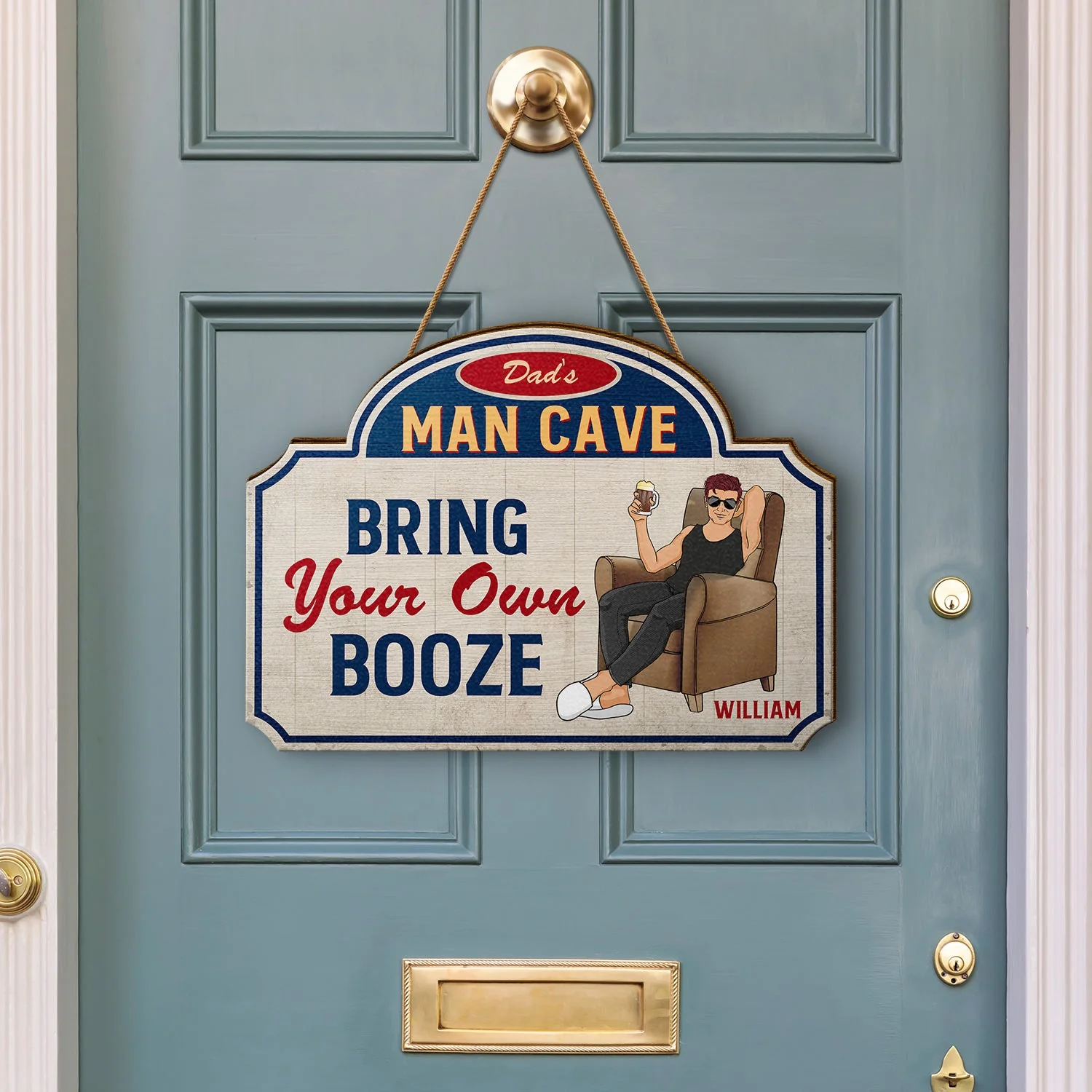 Dad's Man Cave - Home Decor For Father - Personalized Custom Shaped Wood Sign - Image 3