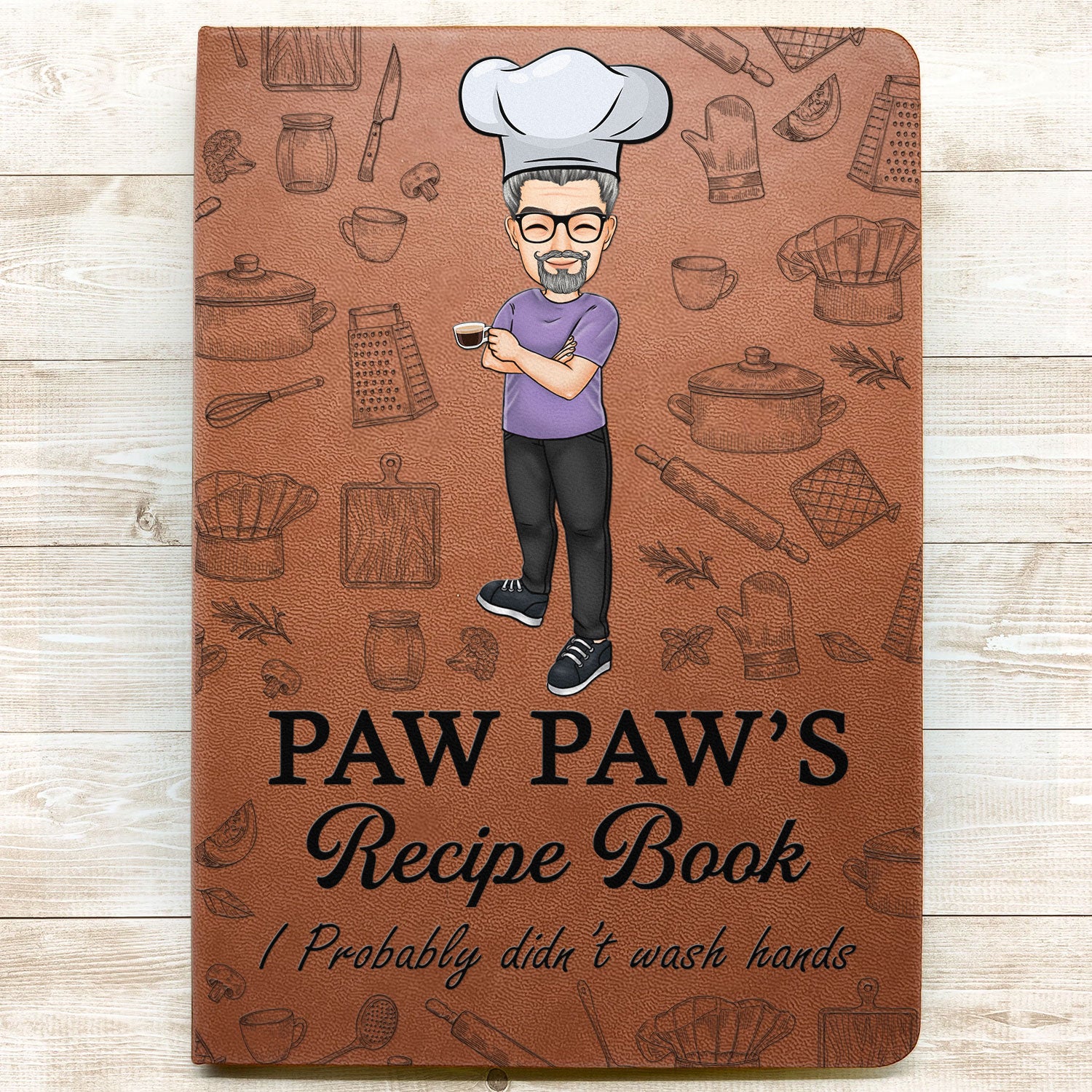Dad's Recipe Book - Personalized Leather Journal - Image 3