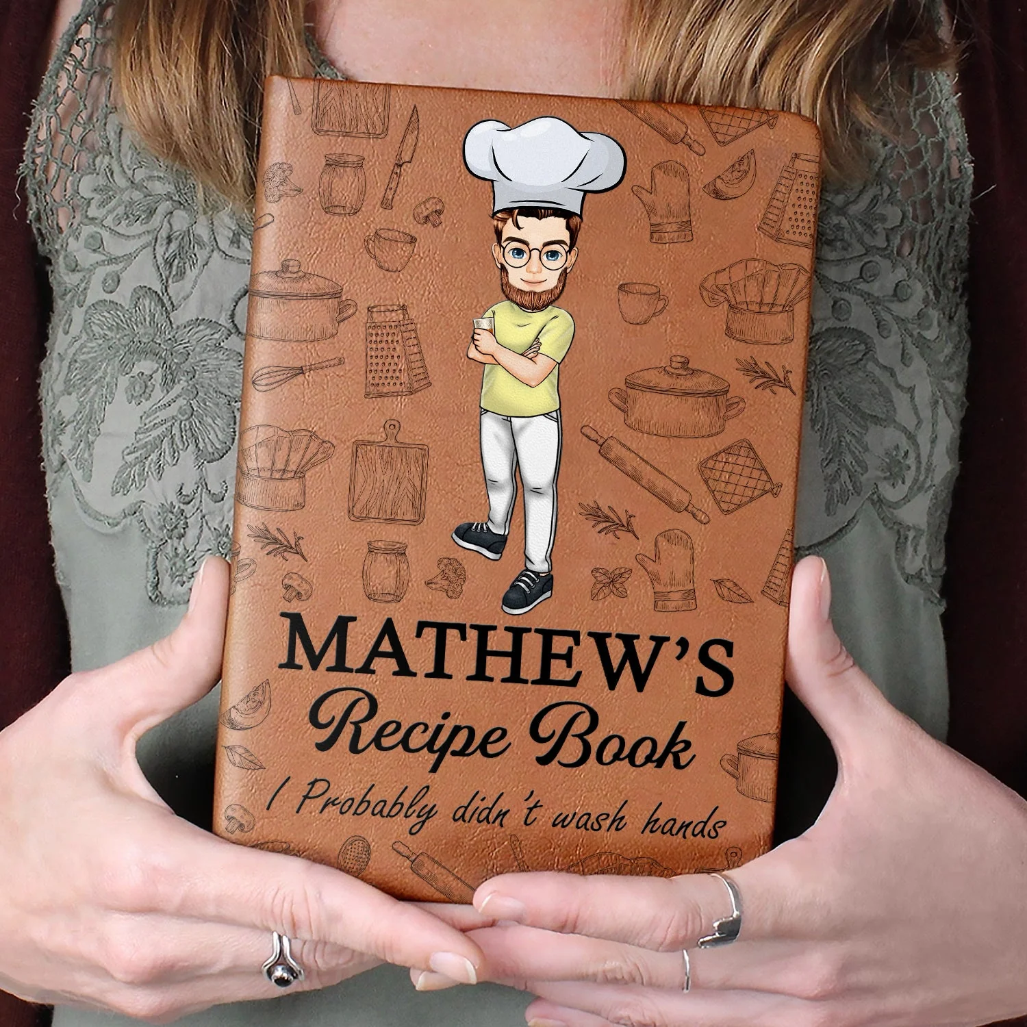 Dad's Recipe Book - Personalized Leather Journal - Image 4