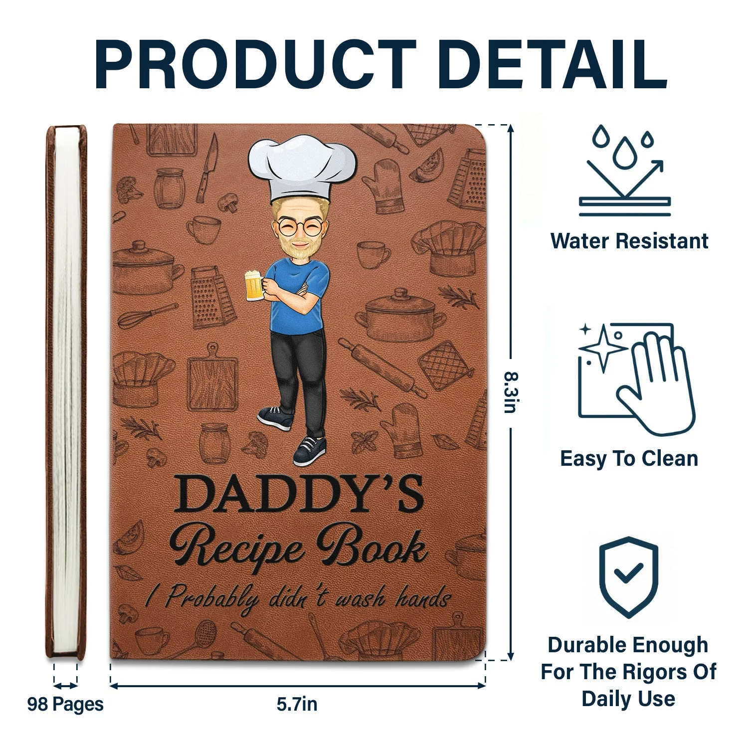 Dad's Recipe Book - Personalized Leather Journal - Image 5