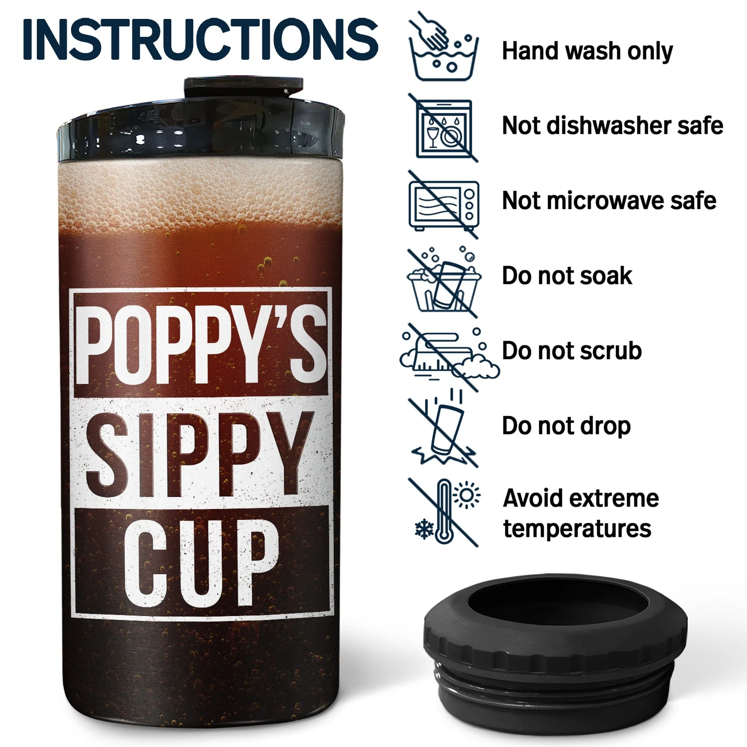 Dad's Sippy Cup - Birthday Gift For Father, Grandpa, Grandma - Personalized Custom 4 In 1 Can Cooler Tumbler - Image 4