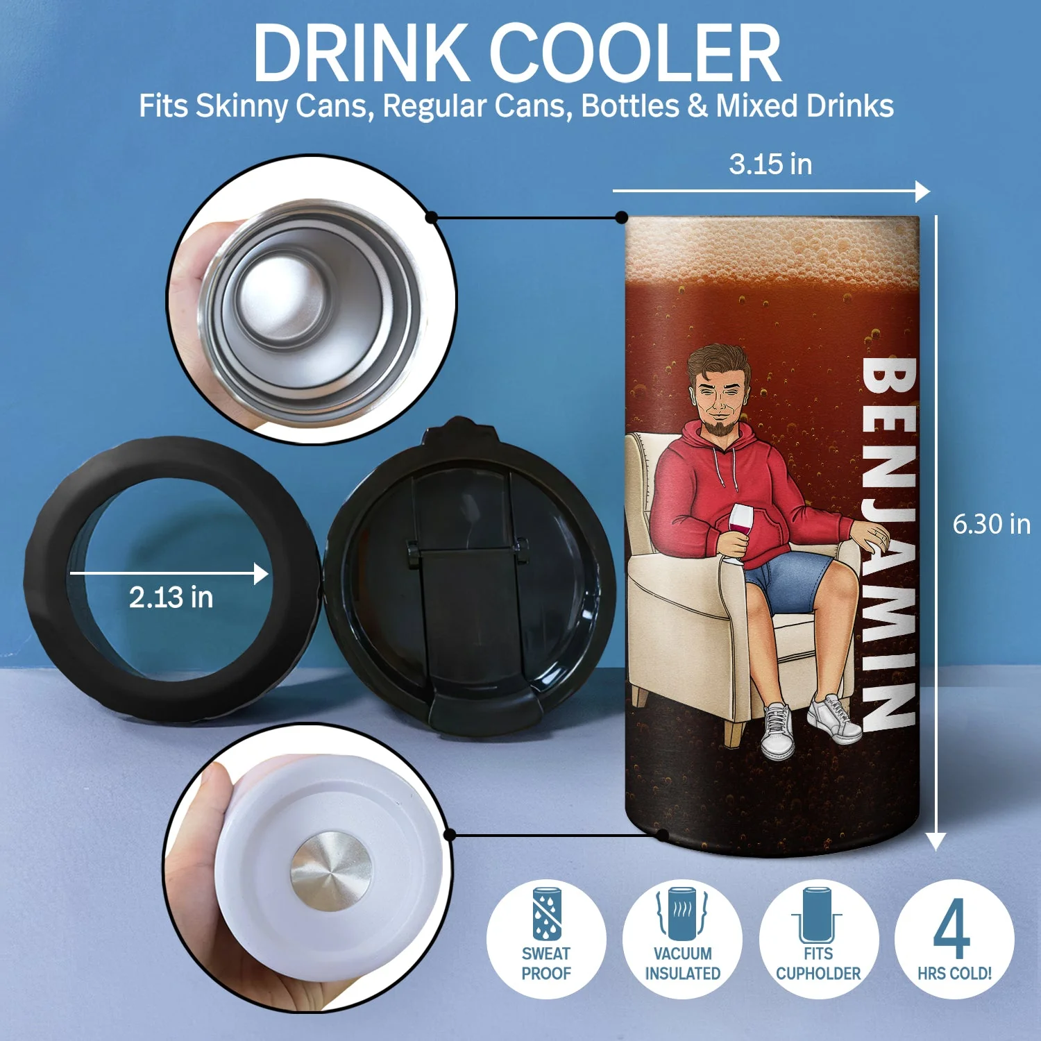 Dad's Sippy Cup - Birthday Gift For Father, Grandpa, Grandma - Personalized Custom 4 In 1 Can Cooler Tumbler - Image 5