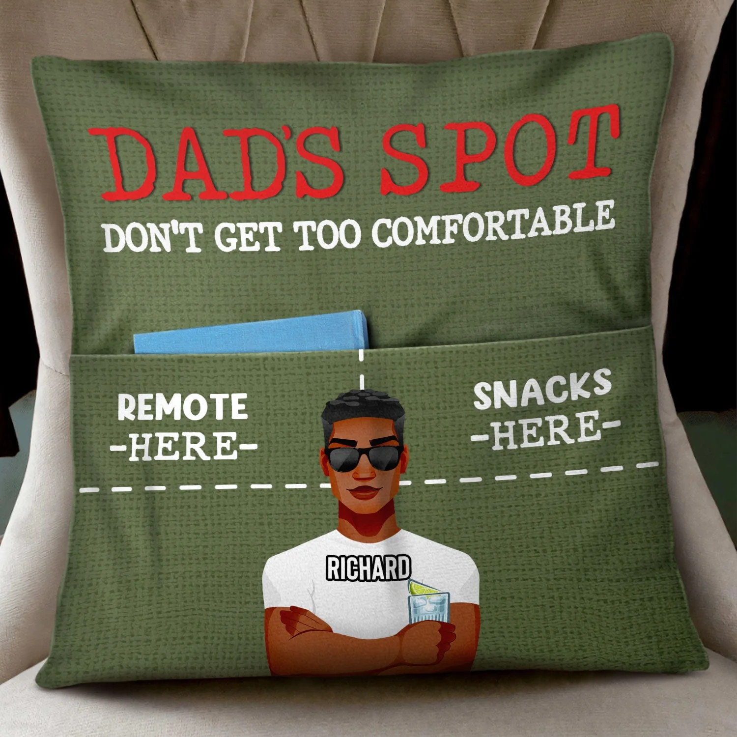 Dad's Spot Don't Get Too Comfortable - Gift For Father - Personalized Pocket Pillow - Image 3