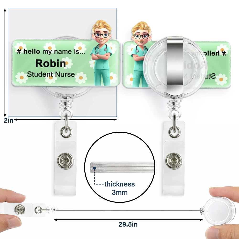 Daisy Pattern Nurse Hello My Name Is - Personalized Badge Reel - Image 5