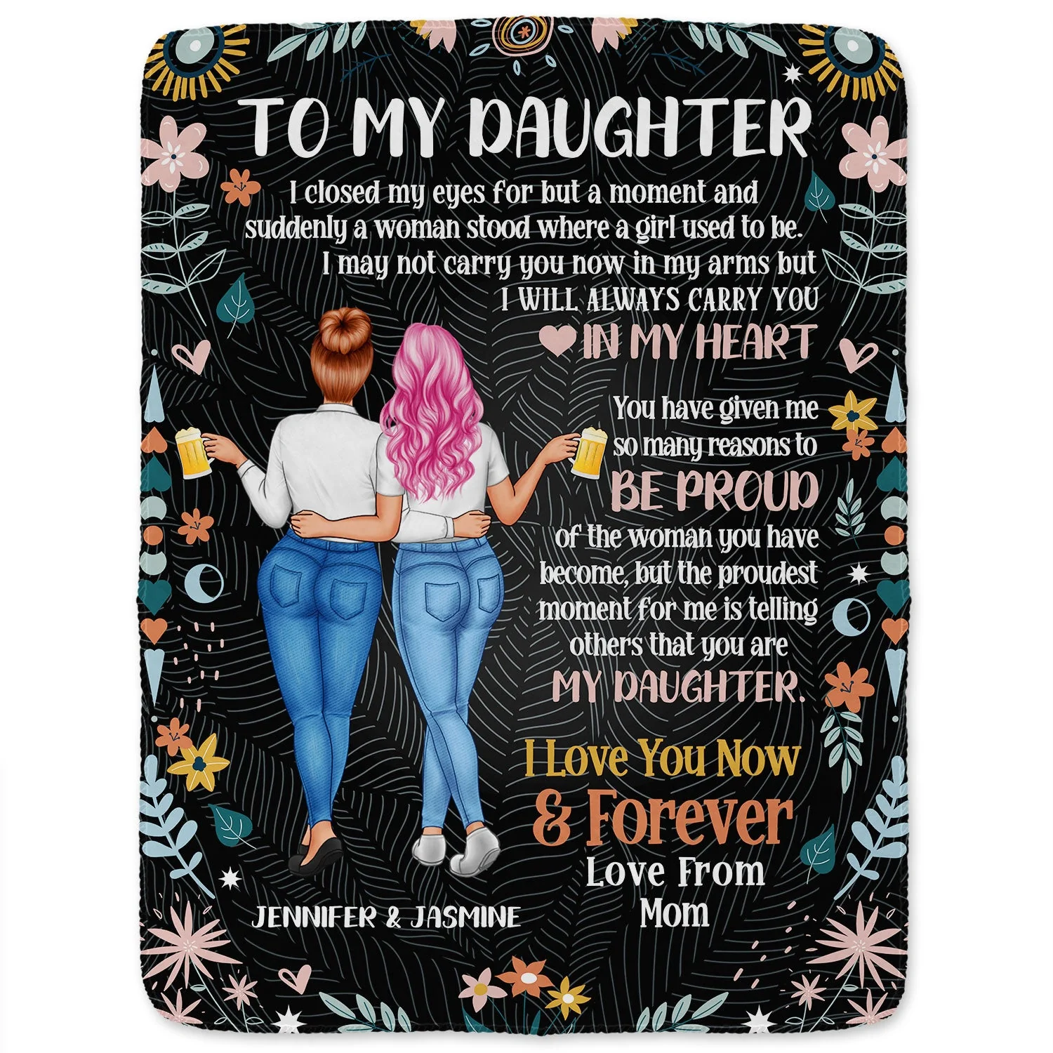 Daughter Closed My Eyes For A Momment - Gift For Daughter - Personalized Fleece Blanket, Sherpa Blanket - Image 2