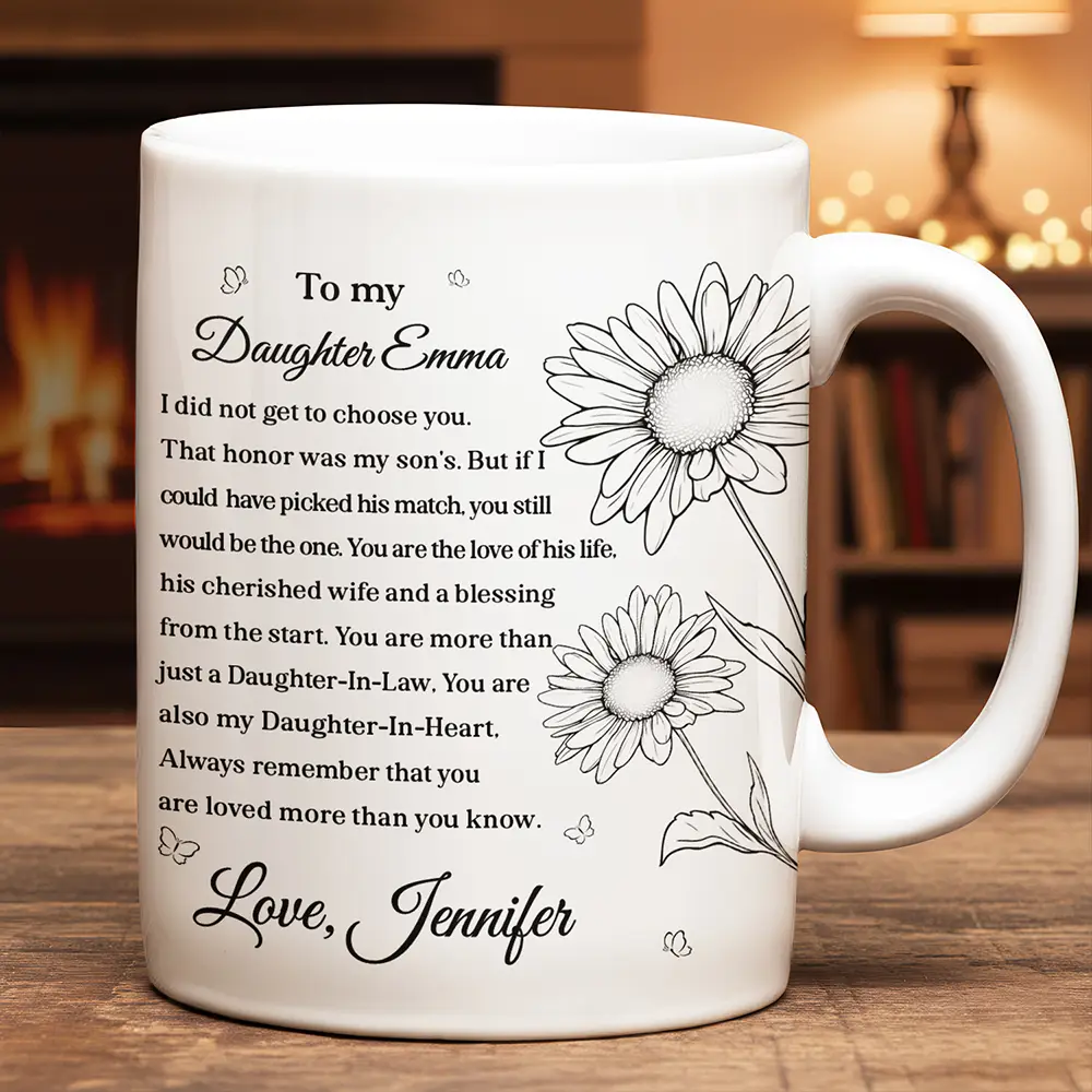 Daughter-In-Law You Are Also My Daughter-In-Heart - Personalized White Edge-to-Edge Mug