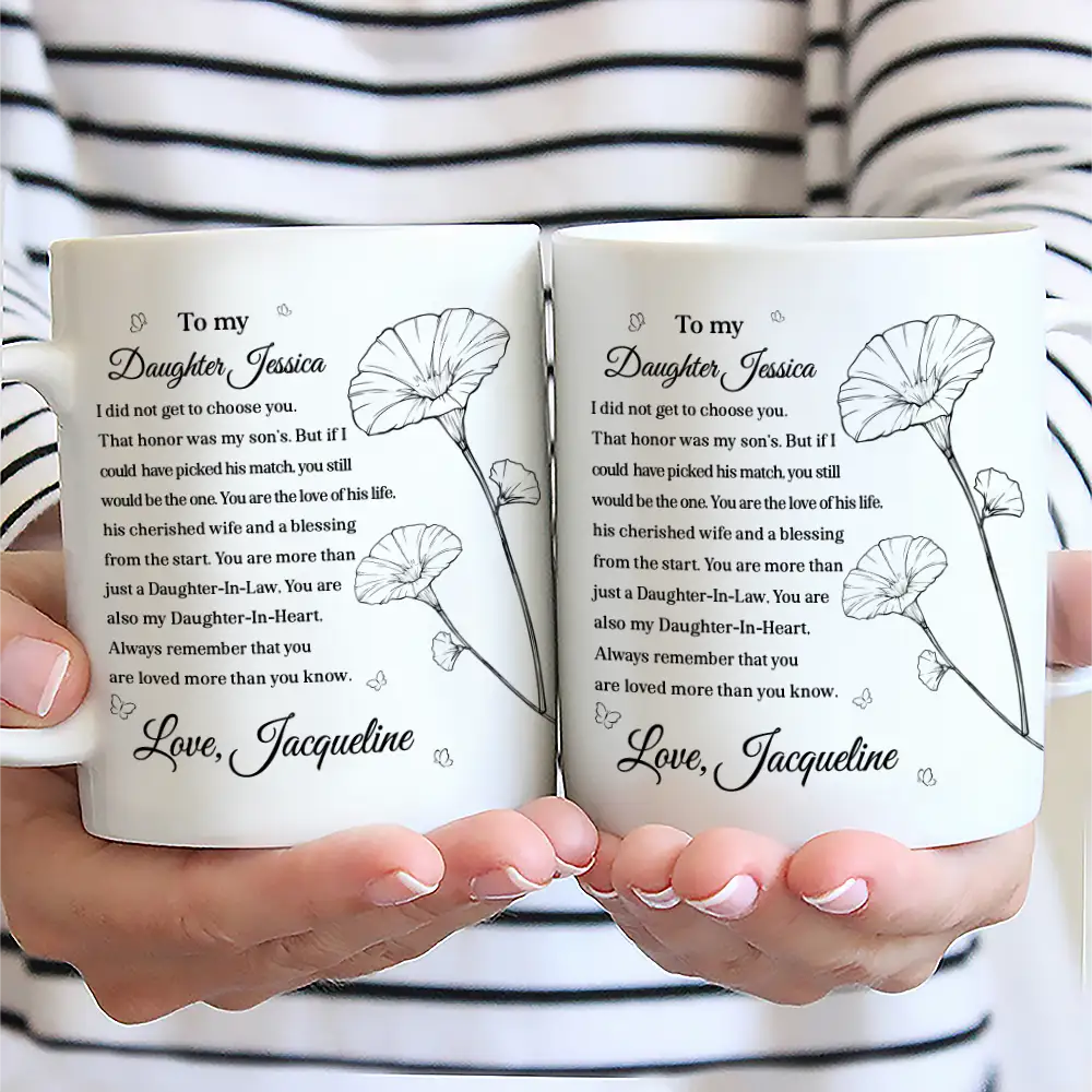 Daughter-In-Law You Are Also My Daughter-In-Heart - Personalized White Edge-to-Edge Mug - Image 2