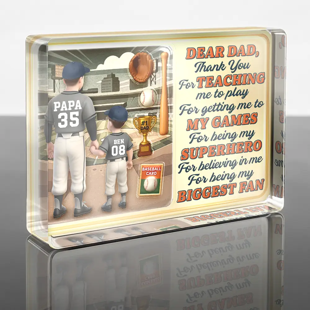 Dear Baseball Dad Thank You For Teaching Me - Personalized Custom Shaped Acrylic Plaque - Image 4