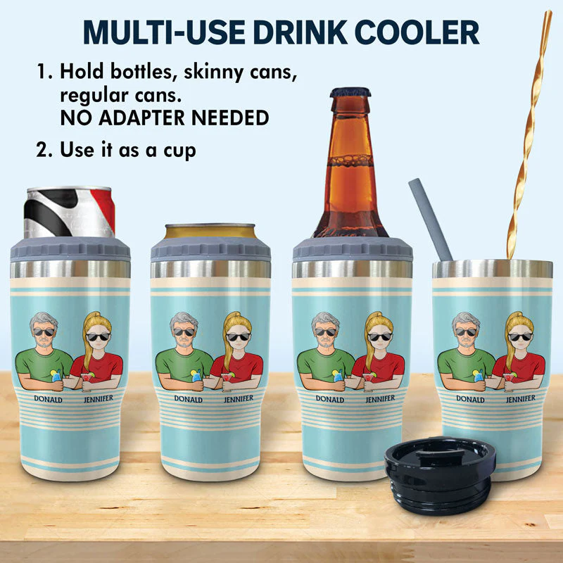 Dear Dad Great Job I'm Awesome Thank You Retro - Father Gift - Personalized Custom Triple 3 In 1 Can Cooler - Image 2