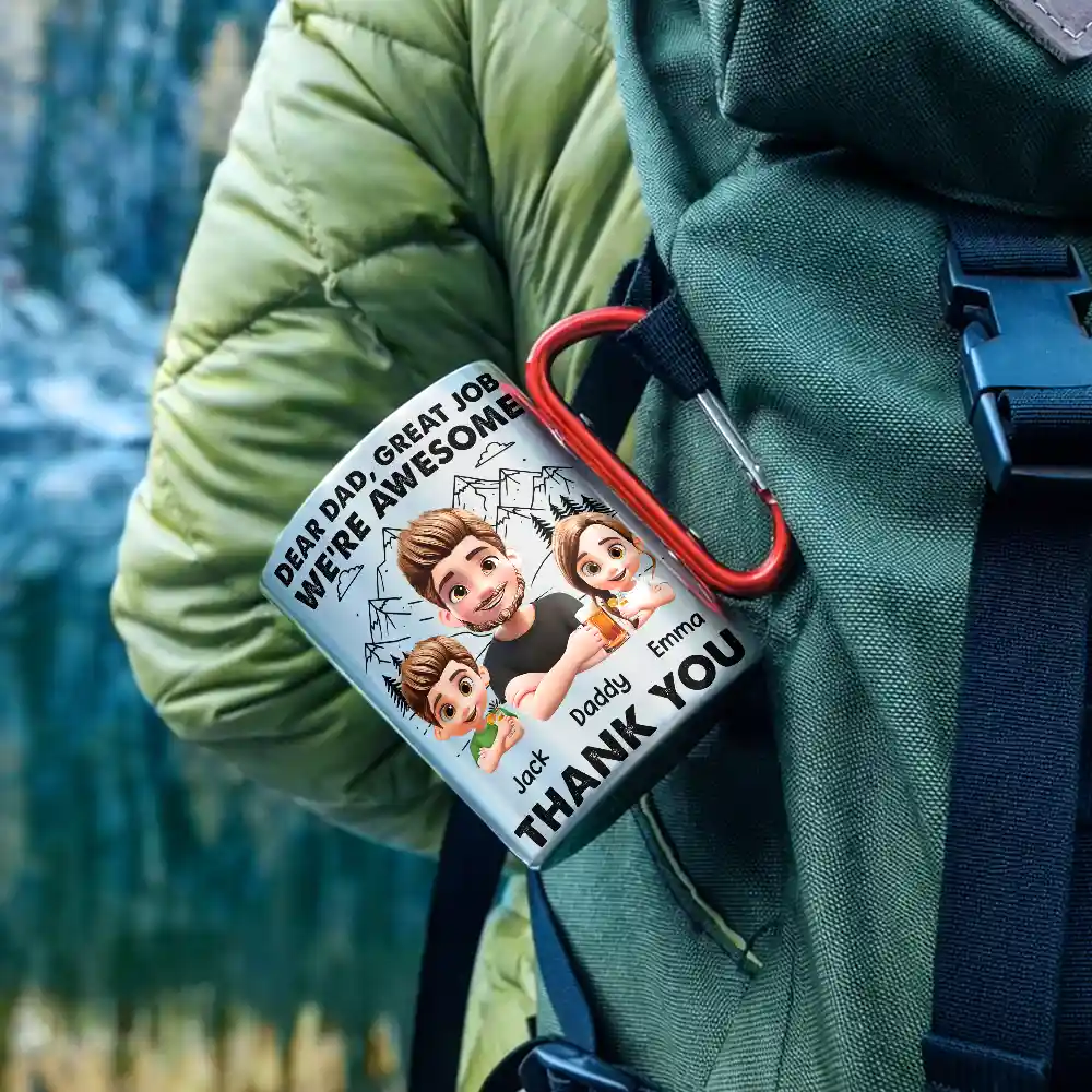 Dear Dad Great Job - Personalized Carabiner Mug - Image 2