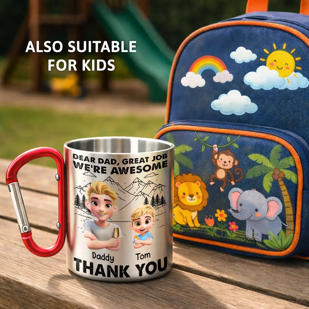 Dear Dad Great Job - Personalized Carabiner Mug - Image 4