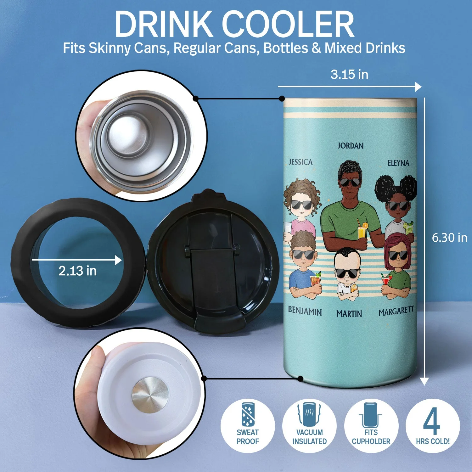 Dear Dad Great Job We're Awesome Thank You Young - Birthday, Loving Gift For Father, Grandpa, Grandfather - Personalized Custom 4 In 1 Can Cooler Tumbler - Image 4