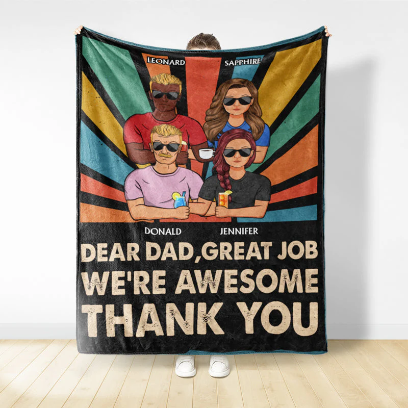 Dear Dad Great Job We're Awesome Thank You - Father Gift - Personalized Custom Fleece Blanket - Image 2