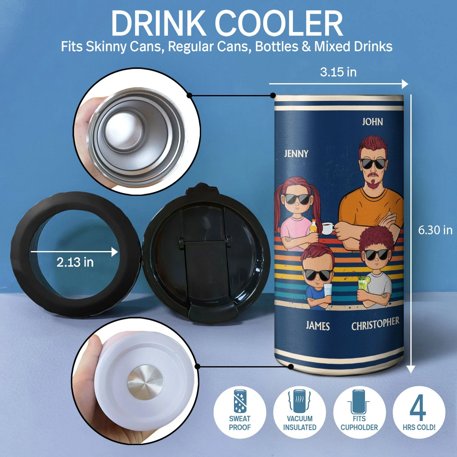 Dear Dad Great Job We're Awesome Thank You - Funny, Birthday Gift For Father, Husband - Personalized Custom 4 In 1 Can Cooler Tumbler - Image 4