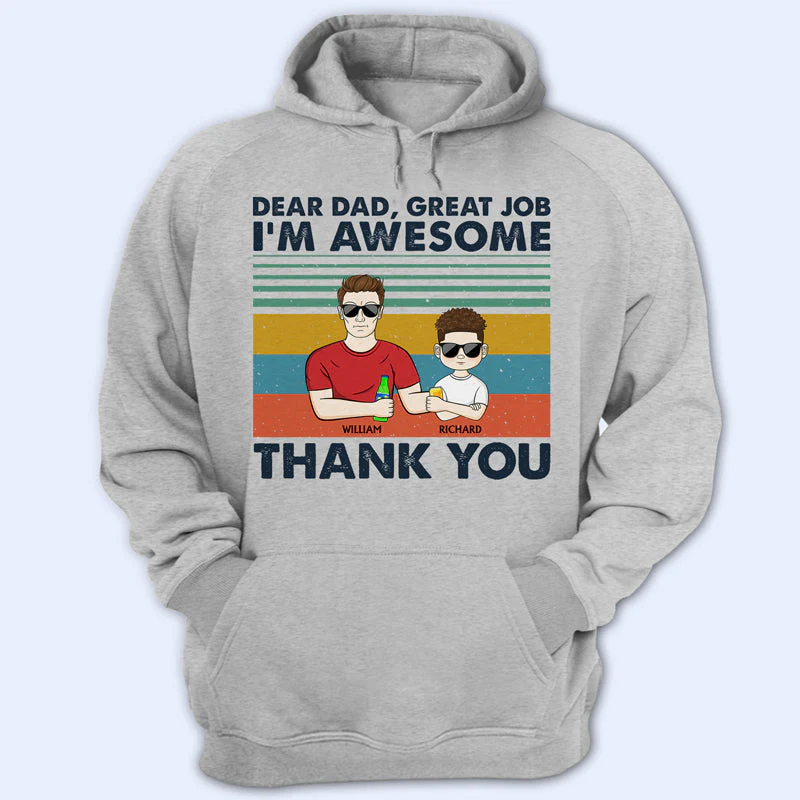 Dear Dad Great Job We're Awesome Thank You Young Retro - Father Gift - Personalized Custom T Shirt - Image 4