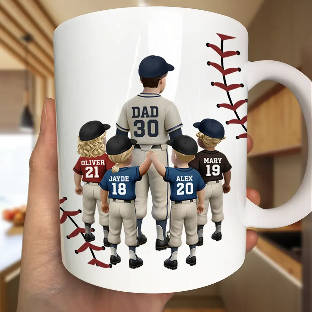 Dear Dad Thank You For Teaching Me Play Baseball - Personalized Mug - Image 3