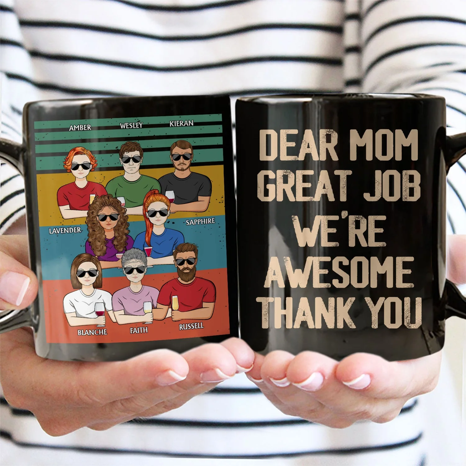 Dear Mom Great Job We're Awesome Thank You - Birthday, Loving Gift For Mother, Grandma, Grandmother - Personalized Custom Black Mug - Image 2