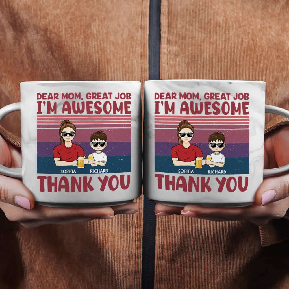 Dear Mom Great Job We're Awesome Thank You - Personalized Marble Mug - Image 2