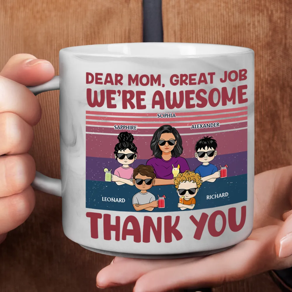 Dear Mom Great Job We're Awesome Thank You - Personalized Marble Mug - Image 4