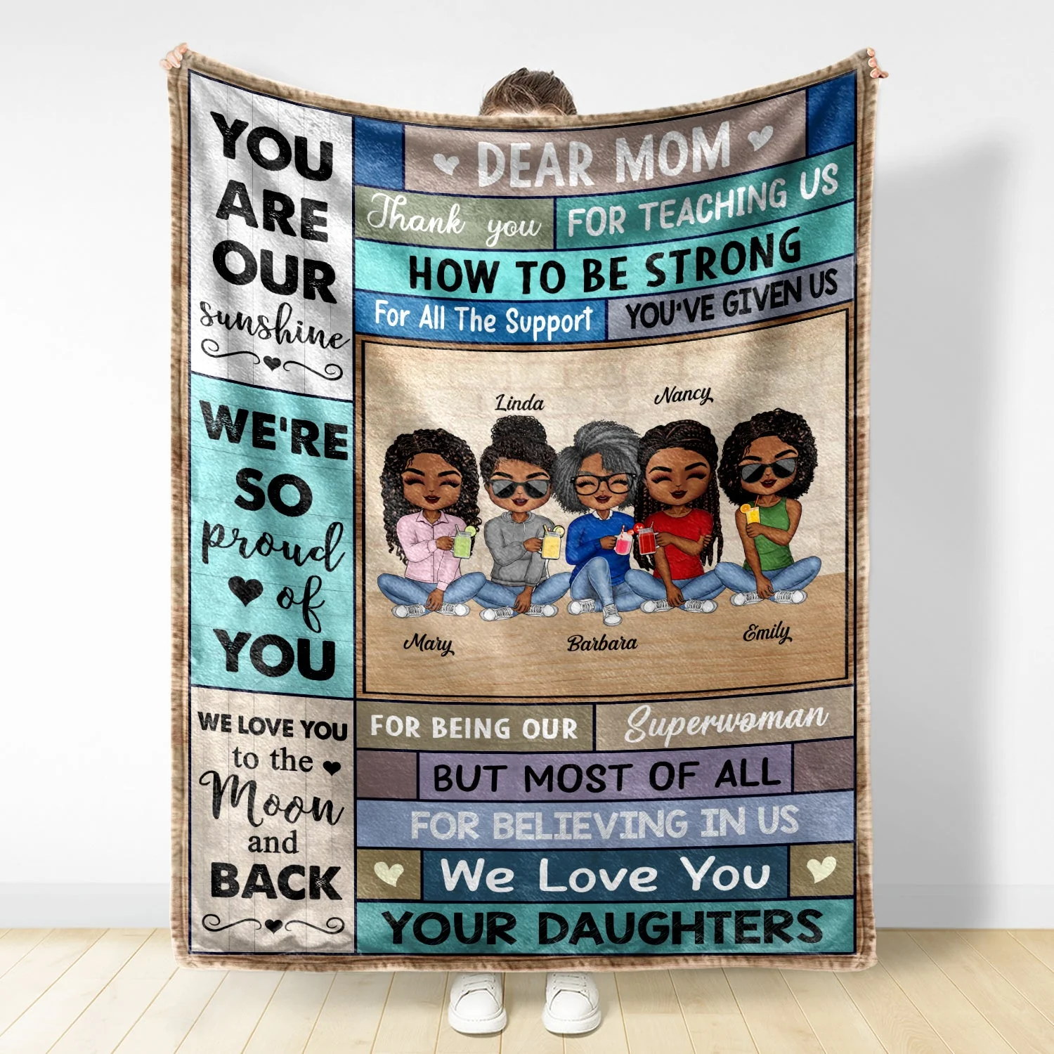 Dear Mom Thank You For Teaching Me How To Be Strong - Gift For Mother - Personalized Custom Fleece Blanket - Image 2