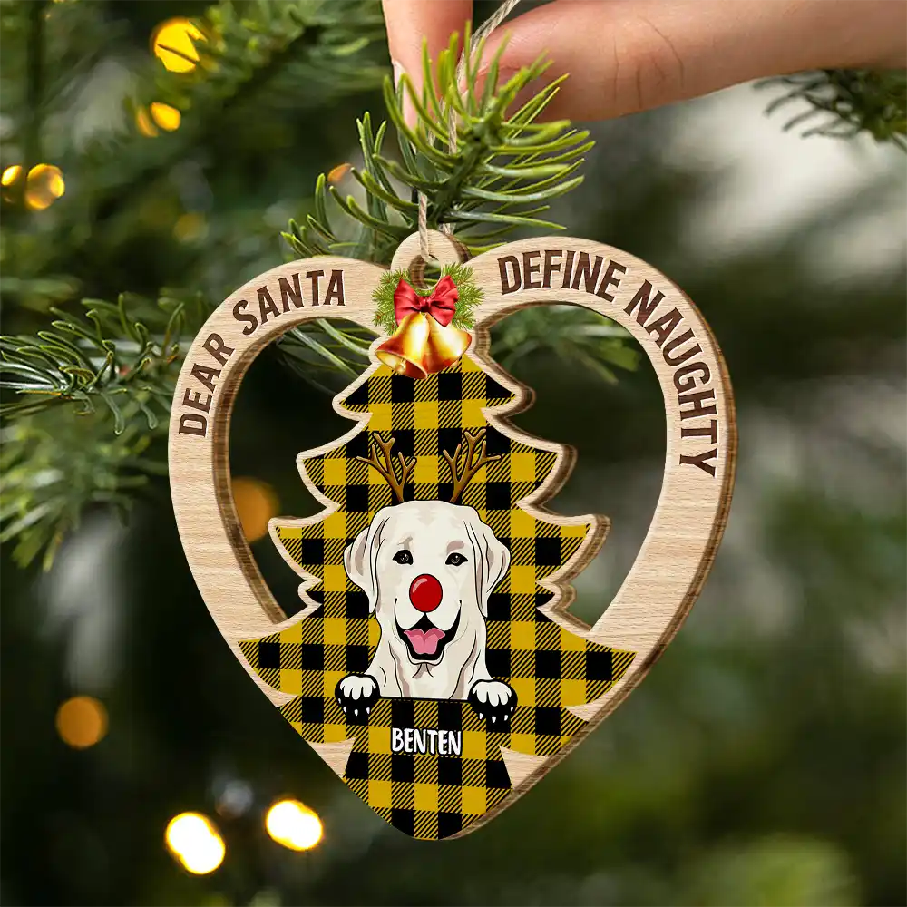 Dear Santa Define Naughty Christmas - Personalized Custom Shaped Wooden Ornament - Image 2