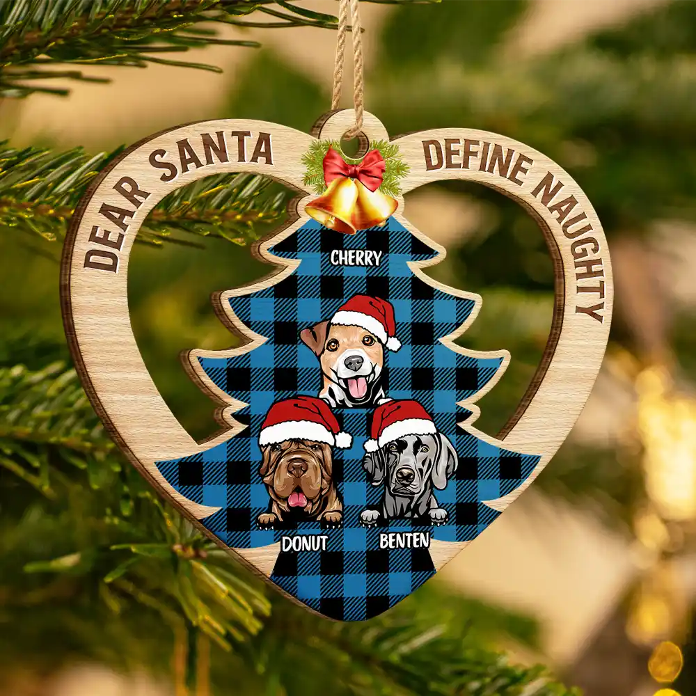 Dear Santa Define Naughty Christmas - Personalized Custom Shaped Wooden Ornament - Image 3
