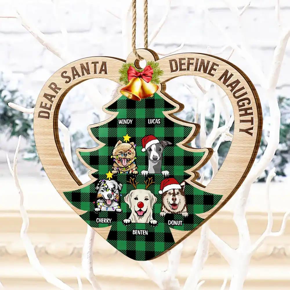 Dear Santa Define Naughty Christmas - Personalized Custom Shaped Wooden Ornament - Image 4
