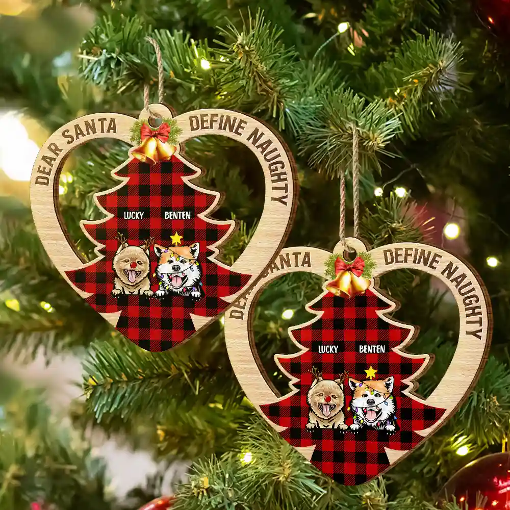 Dear Santa Define Naughty Christmas - Personalized Custom Shaped Wooden Ornament - Image 6