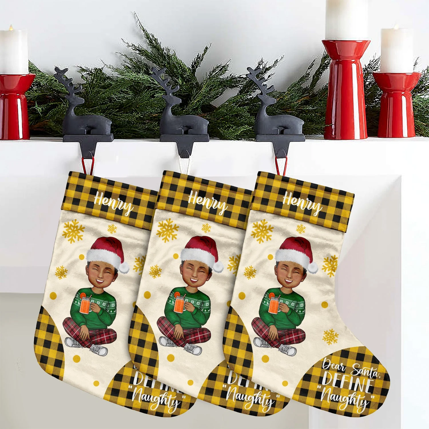 Dear Santa Define Naughty - Gift For Family - Personalized Christmas Stocking - Image 4