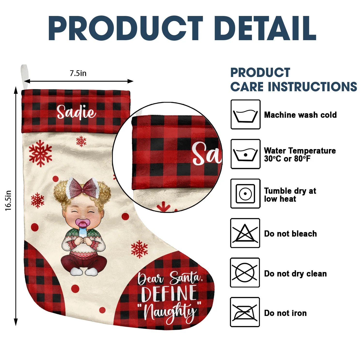 Dear Santa Define Naughty - Gift For Family - Personalized Christmas Stocking - Image 5