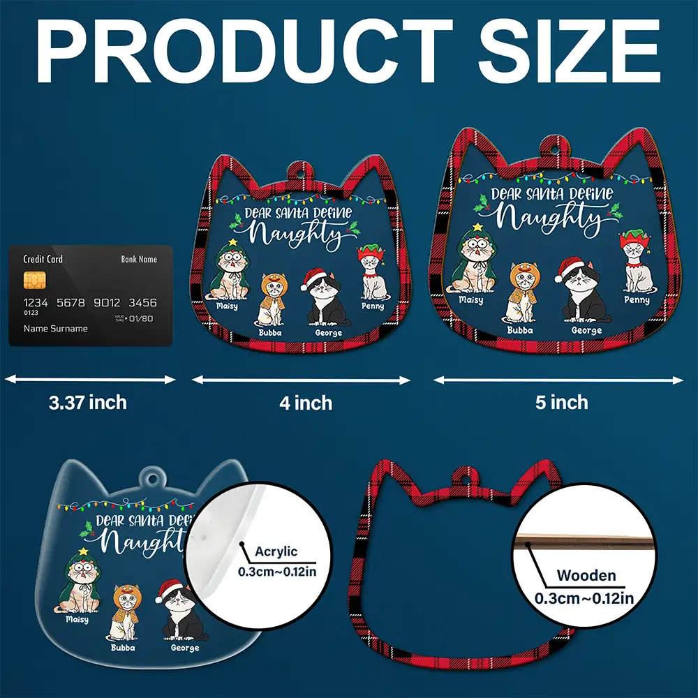 Dear Santa Define Naughty Red Plaid - Personalized 2-Layered Mix Ornament - Image 5