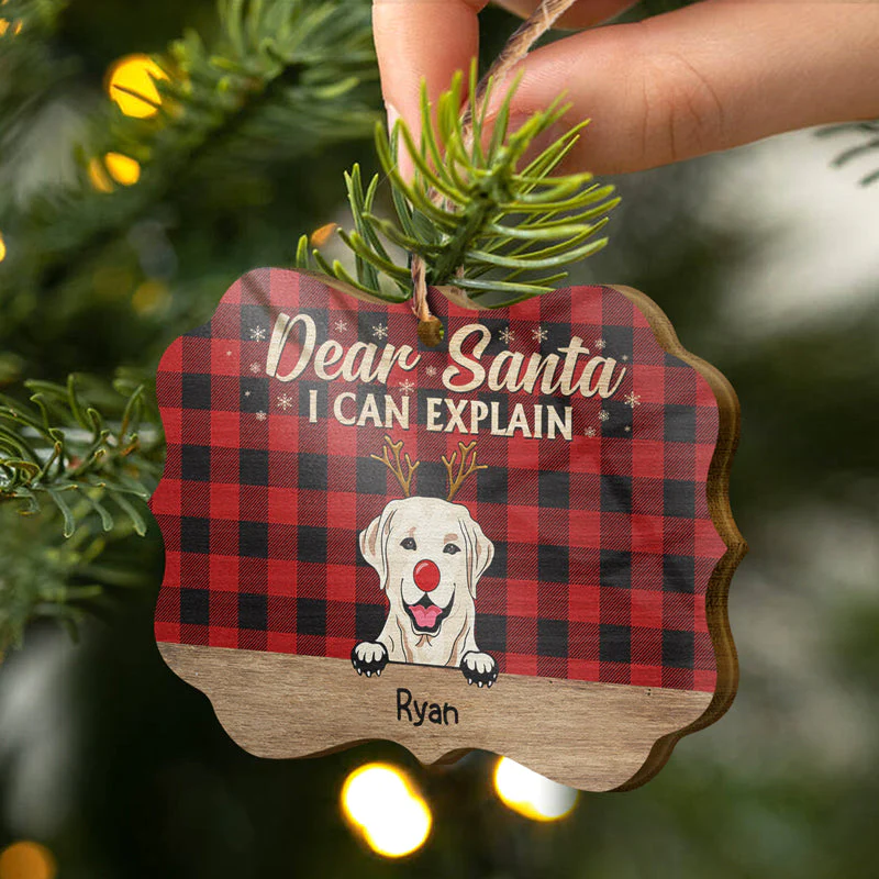 Dear Santa I Can Explain Christmas Dog - Christmas Gift For Dog Lovers - Personalized Custom Wooden Ornament, Aluminum Ornament - Image 3