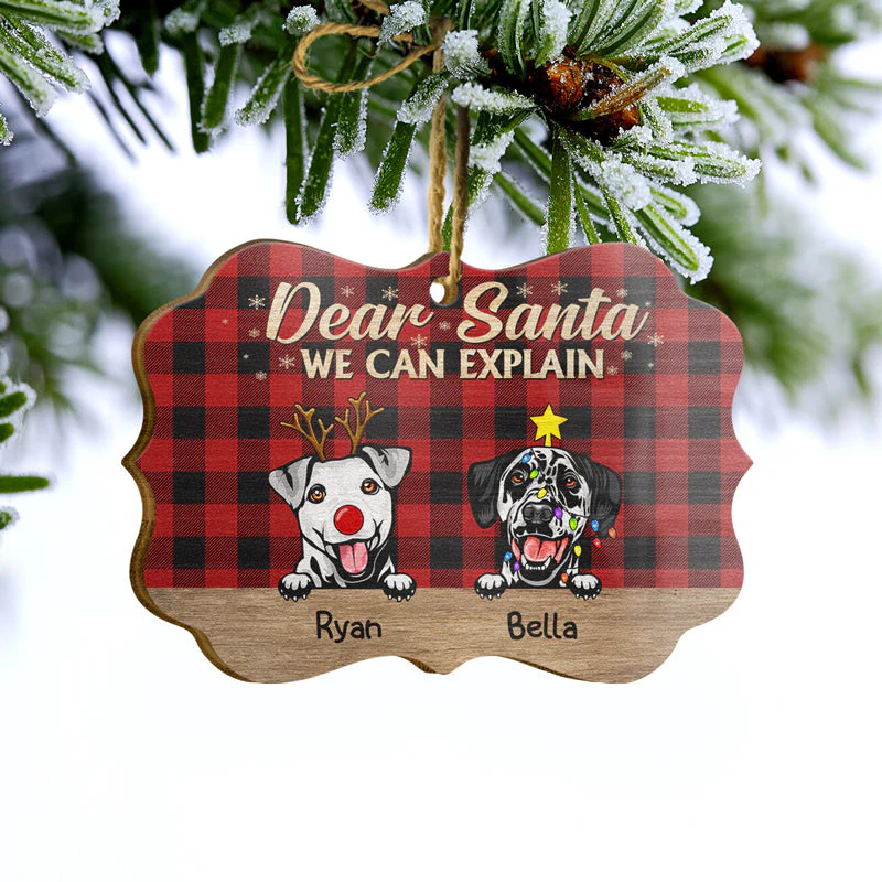 Dear Santa I Can Explain Christmas Dog - Christmas Gift For Dog Lovers - Personalized Custom Wooden Ornament, Aluminum Ornament - Image 4