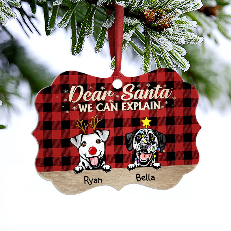 Dear Santa I Can Explain Christmas Dog - Christmas Gift For Dog Lovers - Personalized Custom Wooden Ornament, Aluminum Ornament - Image 6