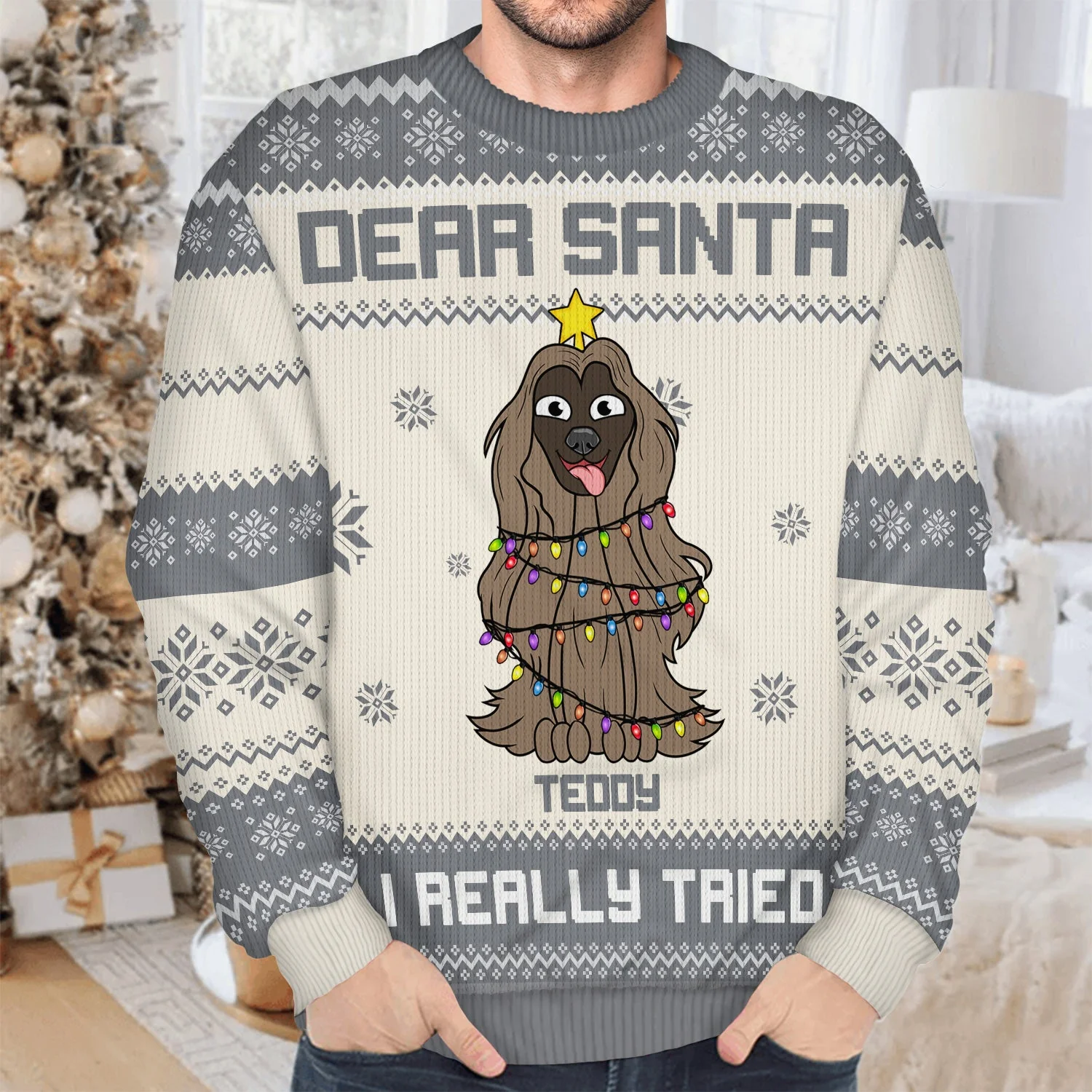 Dear Santa We Really Tried - Christmas Gift For Cat Lovers, Dog Lovers - Personalized Unisex Ugly Sweater - Image 4