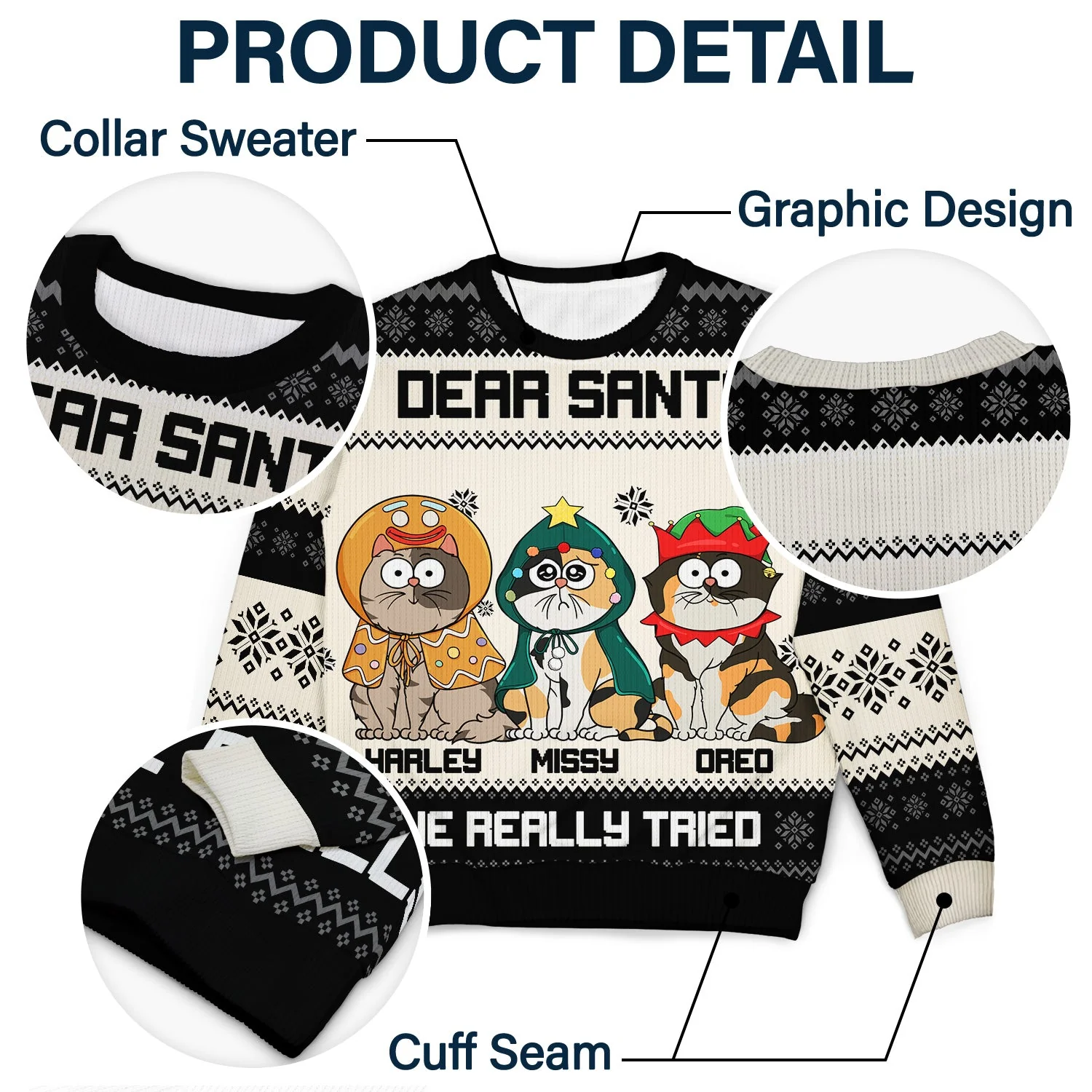 Dear Santa We Really Tried - Christmas Gift For Cat Lovers, Dog Lovers - Personalized Unisex Ugly Sweater - Image 6