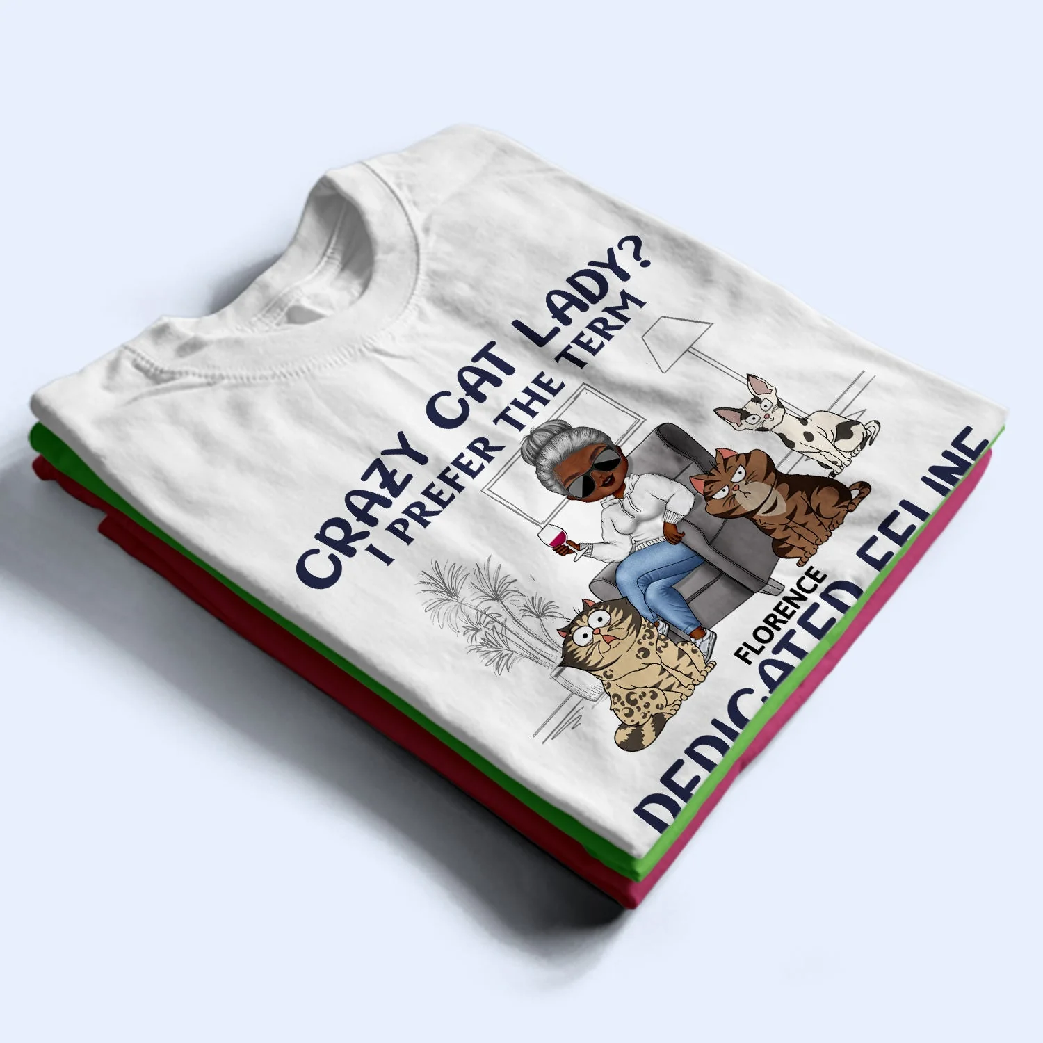 Dedicated Feline Enthusiast - Funny, Birthday Gift For Cat Lovers - Personalized T Shirt - Image 2