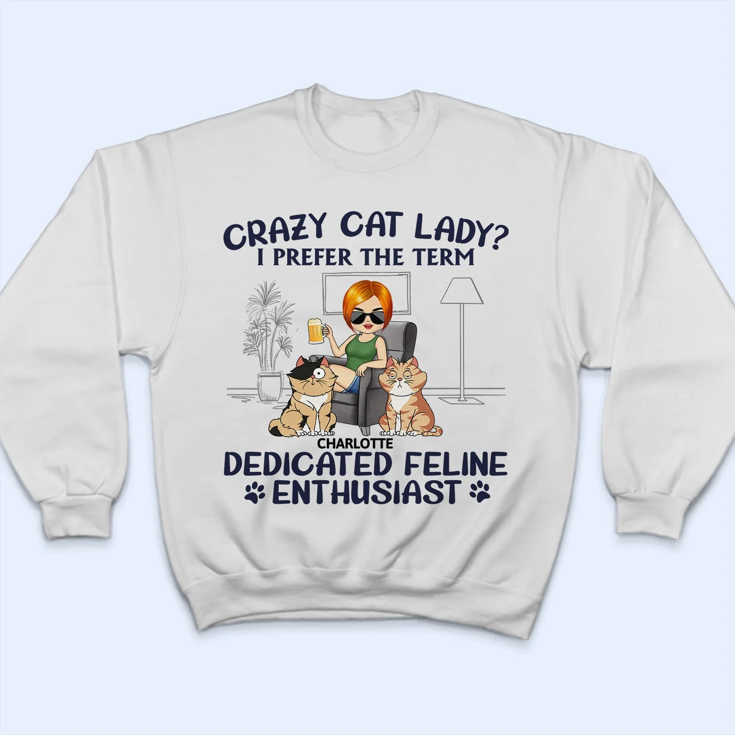 Dedicated Feline Enthusiast - Funny, Birthday Gift For Cat Lovers - Personalized T Shirt - Image 5
