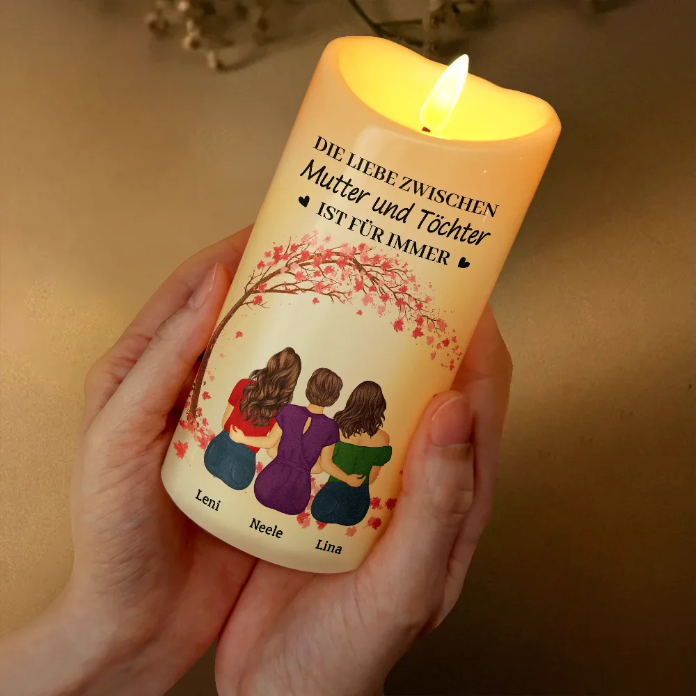 Die Liebe Zwischen Mutter Und Töchtern Und Söhnen Ist Für Immer - Personalisierte Flammenlose LED-Kerzen - Image 3