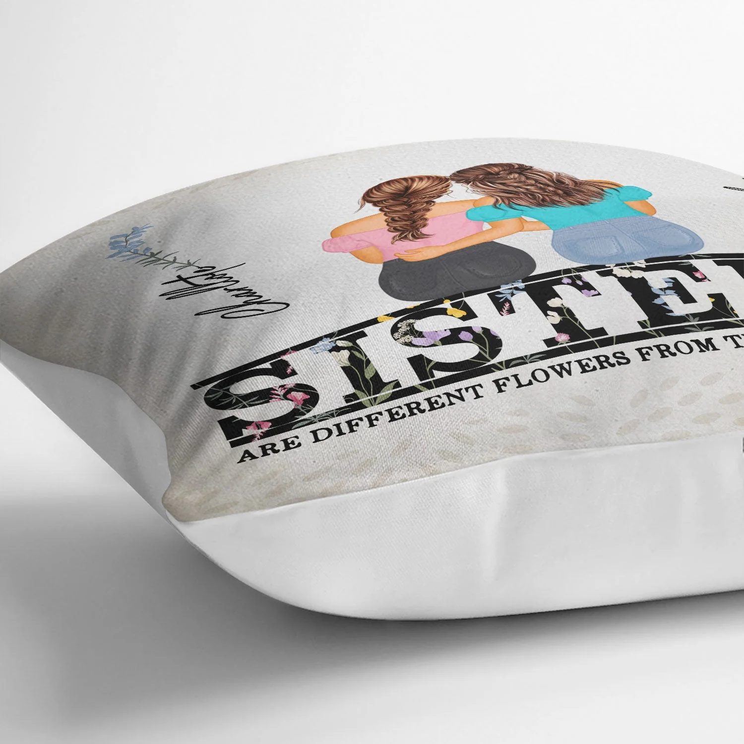 Different Flowers - Gift For Sisters - Personalized Pillow - Image 3
