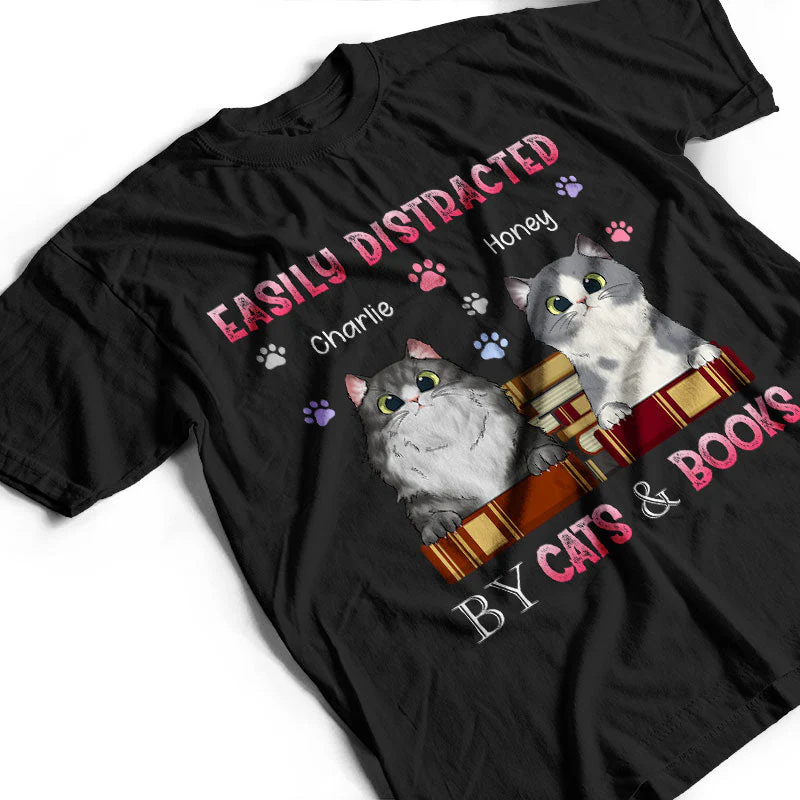 Distracted By Cat - Gift For Cat Lovers - Personalized Custom T Shirt - Image 3