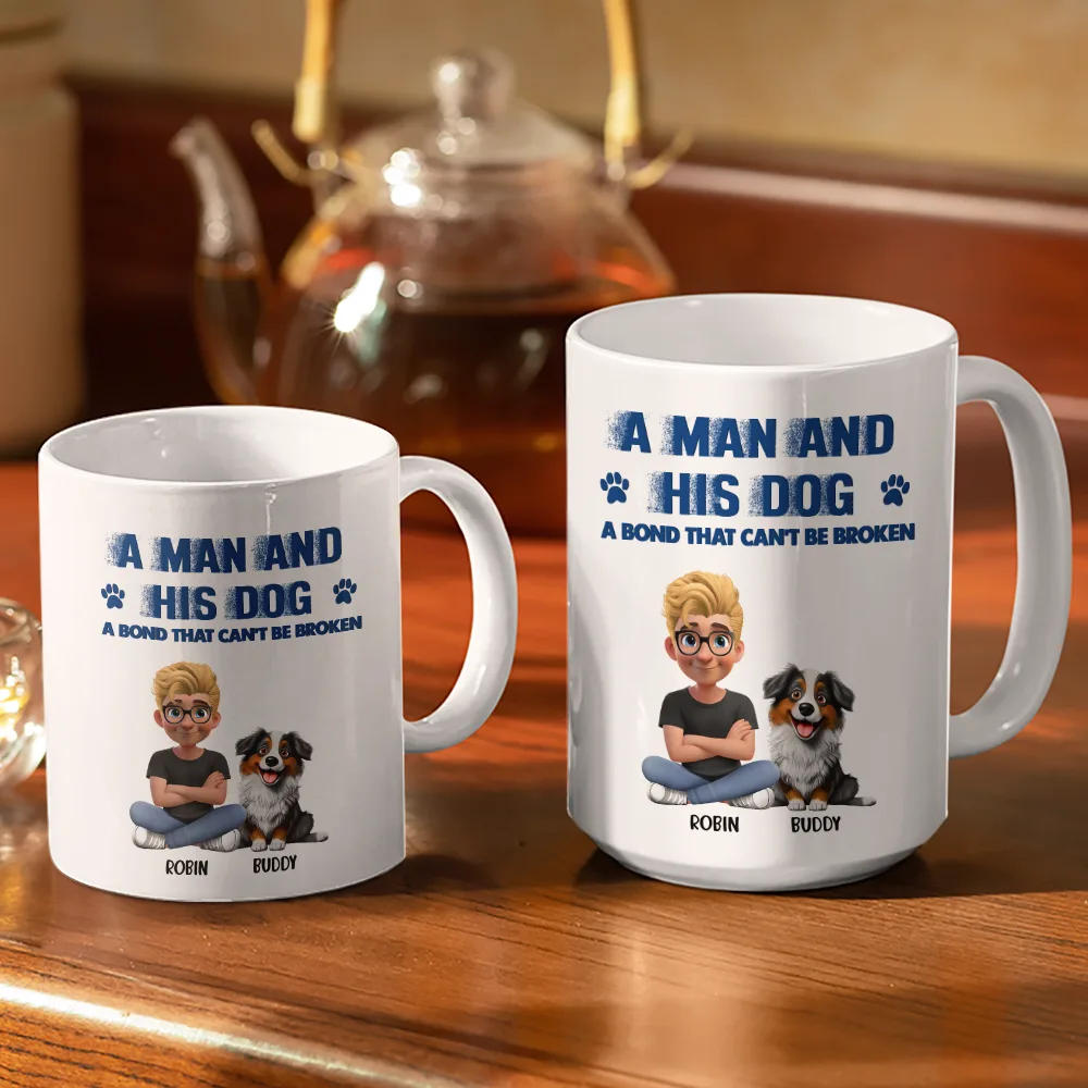 Distressed Text Effect A Girl And Her Dogs Cat - Personalized White Edge-to-Edge Mug - Image 3