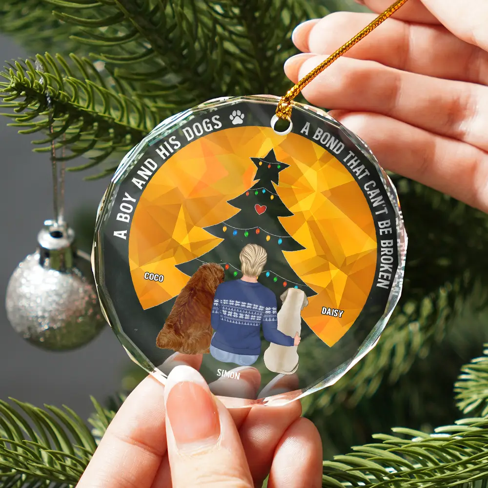 Dog A Bond That Can't Be Broken - Personalized Circle Glass Ornament - Image 2
