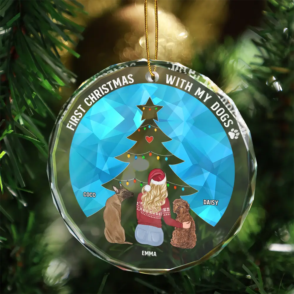 Dog A Bond That Can't Be Broken - Personalized Circle Glass Ornament - Image 3