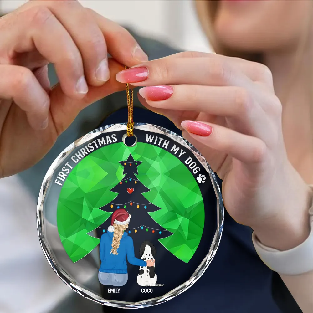 Dog A Bond That Can't Be Broken - Personalized Circle Glass Ornament - Image 4