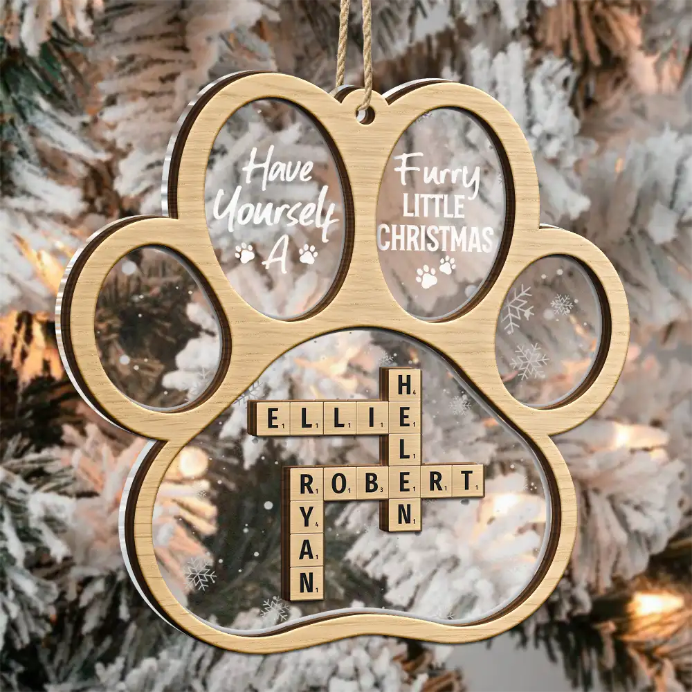 Dog Cat Furry Little Christmas Crossword Scrabble - Personalized 2-Layered Mix Ornament - Image 4